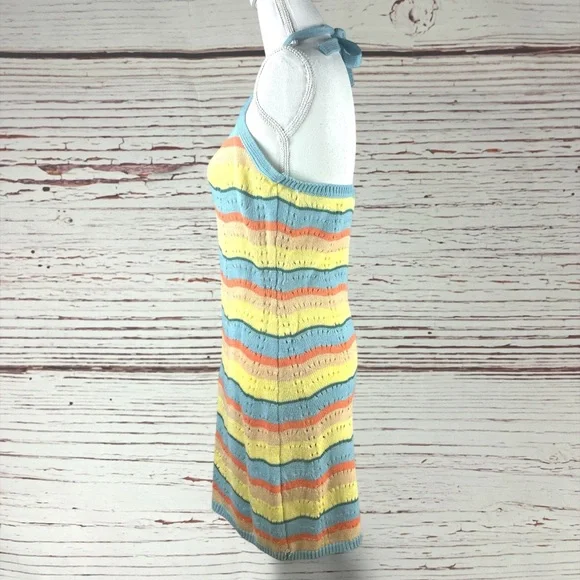 Justify Multicolor Knit Halter Mini Dress – Striped Pastel Retro Y2K – Size M - Picture 3 of 5